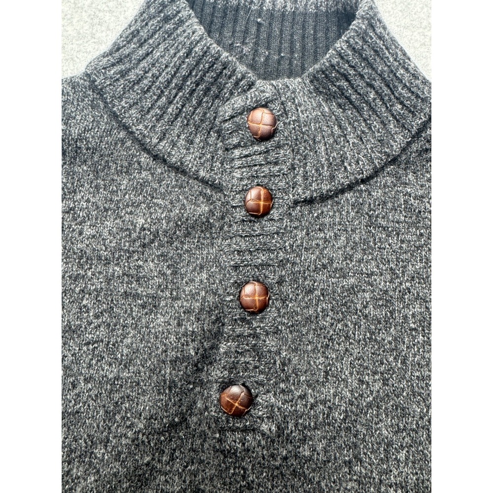 Daniele Blasi Sweater Mens XL Gray Wool Blend Italy Mock Neck Button Pullover - Picture 4 of 10